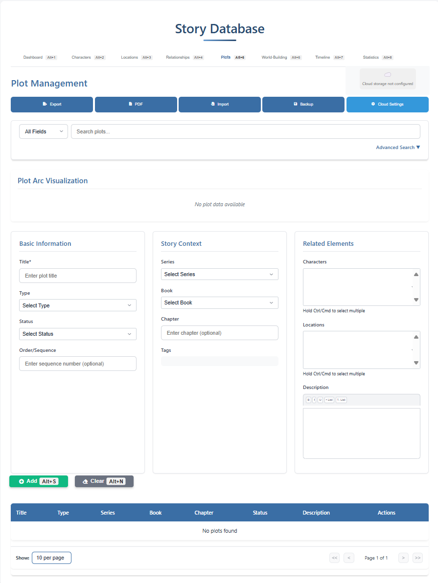 Plot Management Screenshot